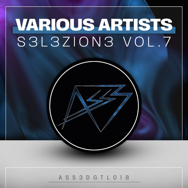 The cover of the release. The round label logo 'ASS3' is set against an abstract blue and purple background. Above it is written ‘Various Artists, S3L3ZION3 vol. 7’.